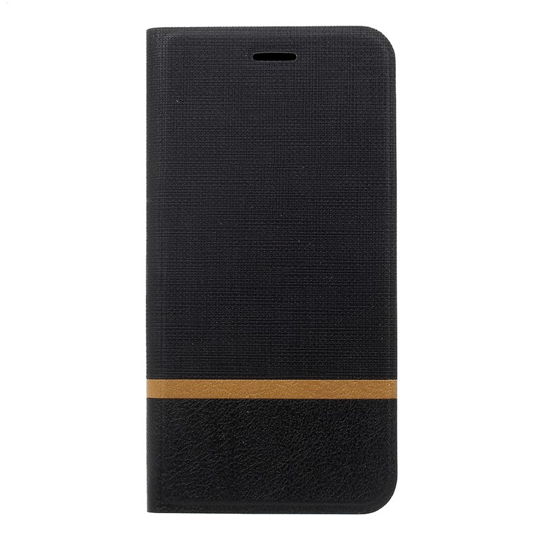 Cross Grain Card Slot Leather Flip Stand Phone Cover for Motorola Moto Z2 Play Built-in Steel Sheet - Black-1