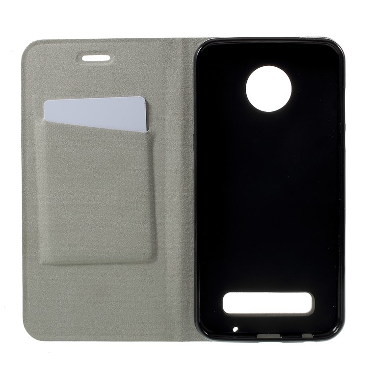 Cross Grain Card Slot Leather Flip Stand Phone Cover for Motorola Moto Z2 Play Built-in Steel Sheet - Black-4