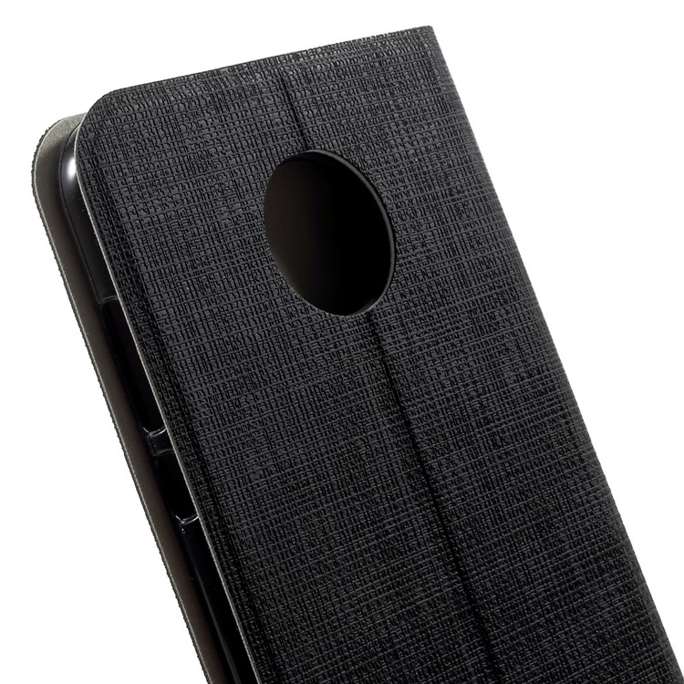 Cross Grain Card Slot Leather Flip Stand Phone Cover for Motorola Moto Z2 Play Built-in Steel Sheet - Black-7
