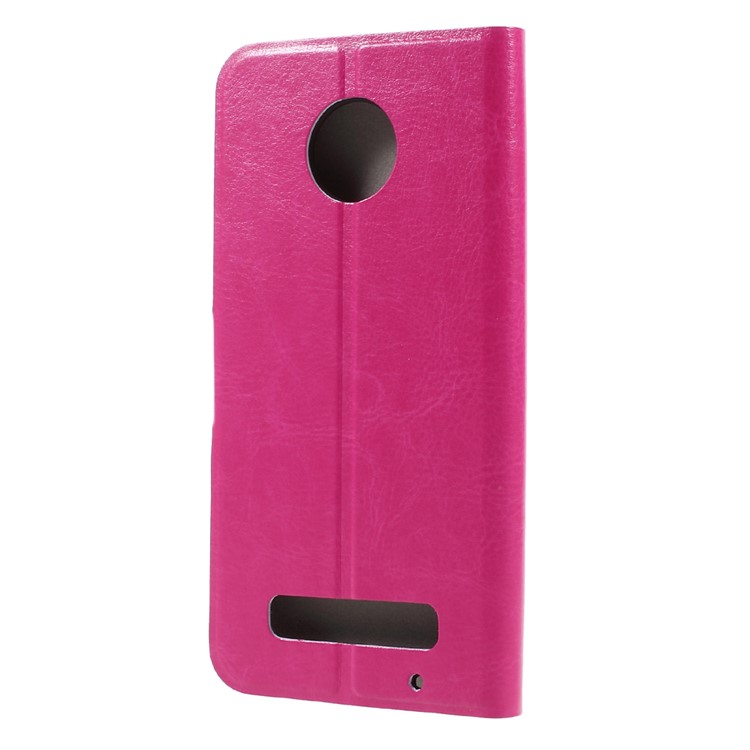 For Motorola Moto Z2 Play Crazy Horse PU Leather Case Built-in Steel Sheet - Rose-2