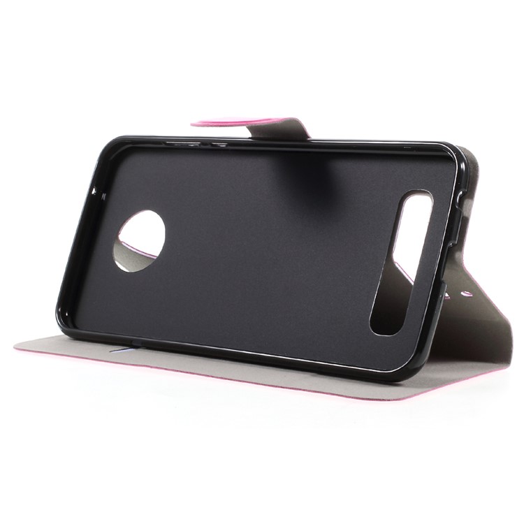 For Motorola Moto Z2 Play Crazy Horse PU Leather Case Built-in Steel Sheet - Rose-3