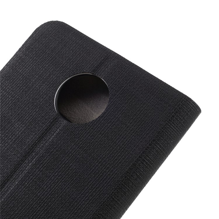 Cross Grain Card Slot Leather Mobile Phone Case Accessory for Motorola Moto C 2017 Built-in Steel Sheet - Black-7