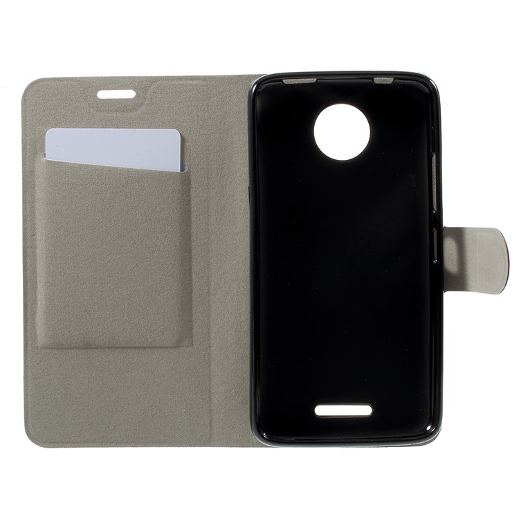 For Motorola Moto C 2017 Crazy Horse Leather Stand Case (Built-in Steel Sheet) - White-5