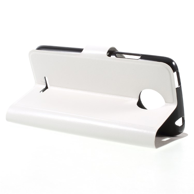 Crazy Horse Card Holder Stand Leather Cover Case (Built-in Steel Sheet) for Motorola Moto C Plus - Black-4