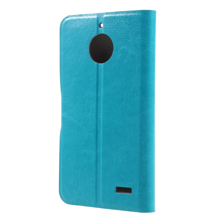Crazy Horse Card Holder Leather Mobile Case for Motorola Moto E4 Built-in Steel Sheet - Blue-2