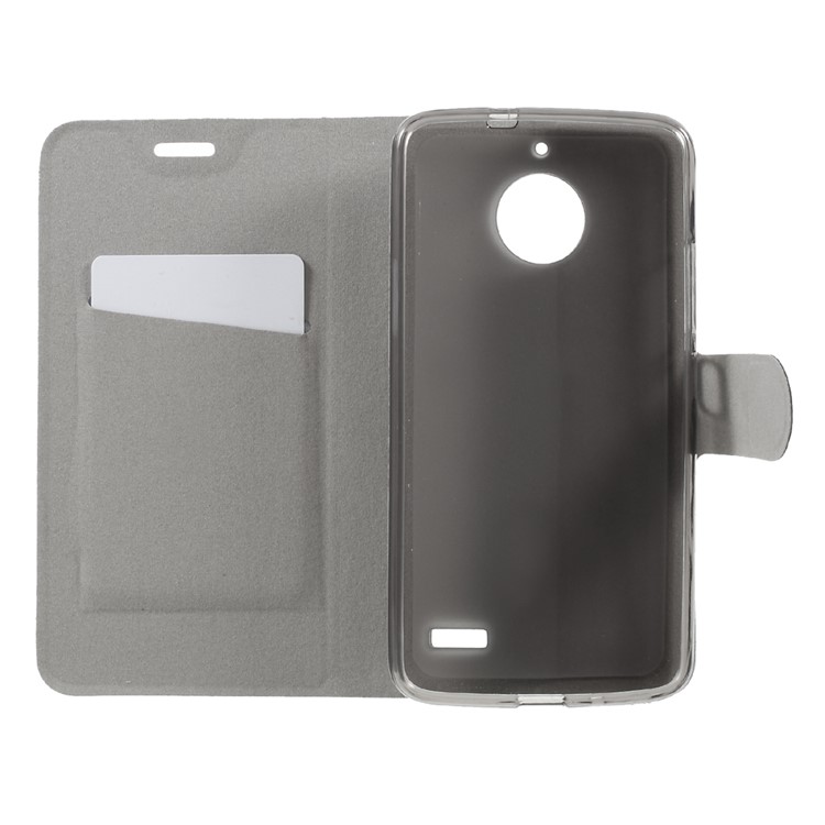 Crazy Horse Card Holder Leather Mobile Case for Motorola Moto E4 Built-in Steel Sheet - Blue-5