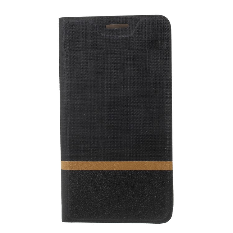 Cross Texture Leather Card Holder Stand Case for Motorola Moto E4 Built-in Steel Sheet - Black-4