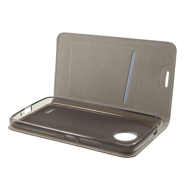 Cross Texture Leather Card Holder Stand Case for Motorola Moto E4 Built-in Steel Sheet - Black-5