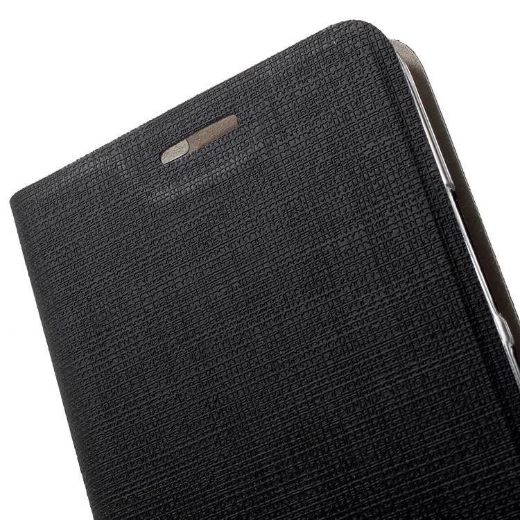 Cross Texture Leather Card Holder Stand Case for Motorola Moto E4 Built-in Steel Sheet - Black-7