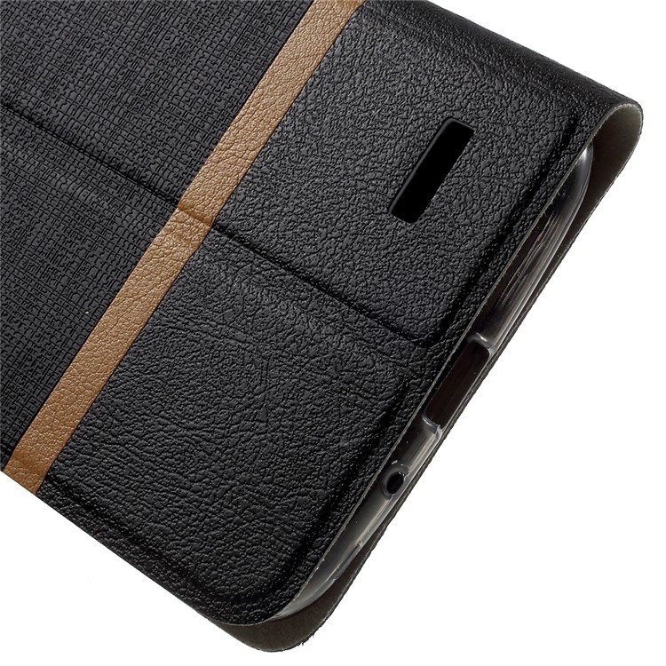 Cross Texture Leather Card Holder Stand Case for Motorola Moto E4 Built-in Steel Sheet - Black-8