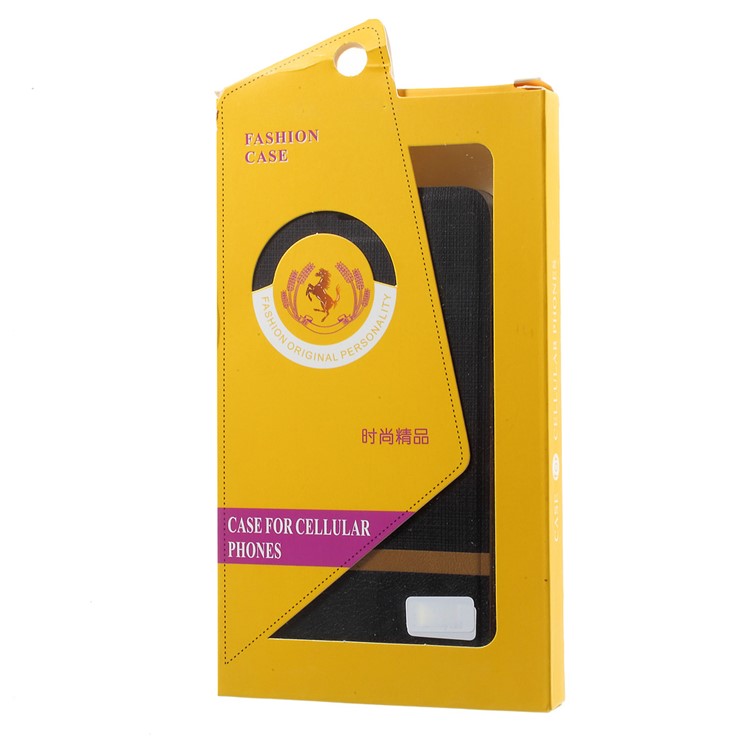 Cross Texture Leather Card Holder Stand Case for Motorola Moto E4 Built-in Steel Sheet - Black-9