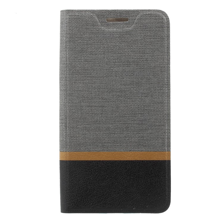 Cross Texture Leather Card Holder Stand Cover for Motorola Moto E4 EU Version Built-in Steel Sheet - Grey-1