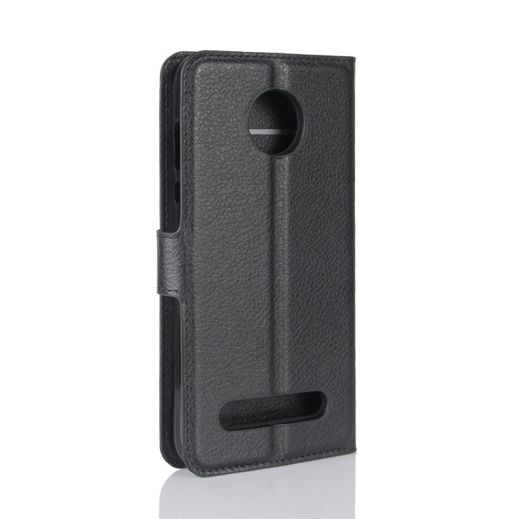 Litchi Skin Wallet Leather Stand Case for Motorola Moto Z2 Play - Black-6