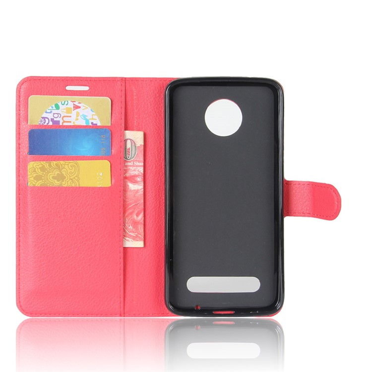 Litchi Skin Magnetic Leather Stand Case for Motorola Moto Z2 Play - Red-3