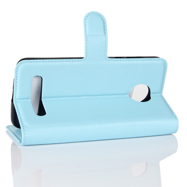 Litchi Skin Wallet Leather Cell Phone Case for Motorola Moto Z2 Play - Baby Blue-5