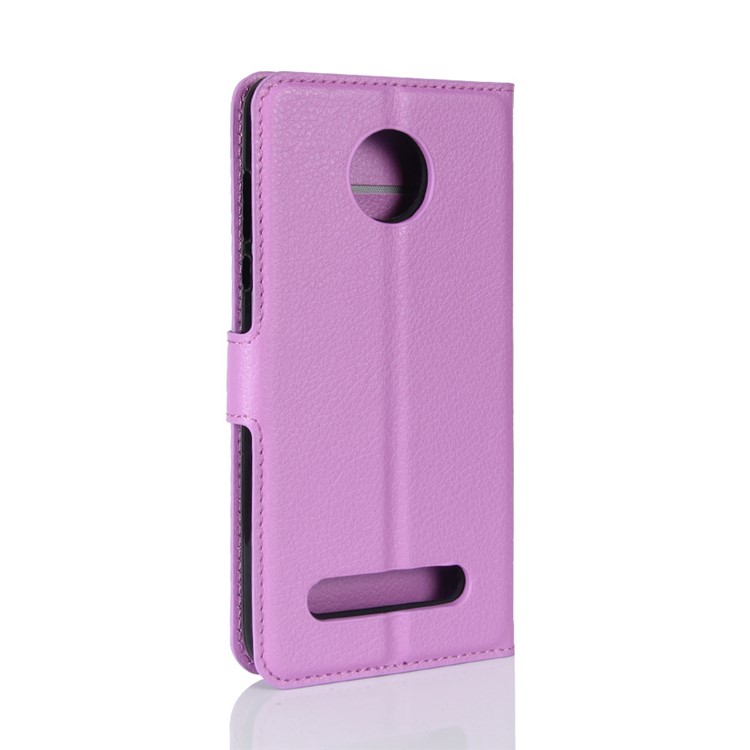 Litchi Skin Wallet Leather Cover Case for Motorola Moto Z2 Play - Purple-6