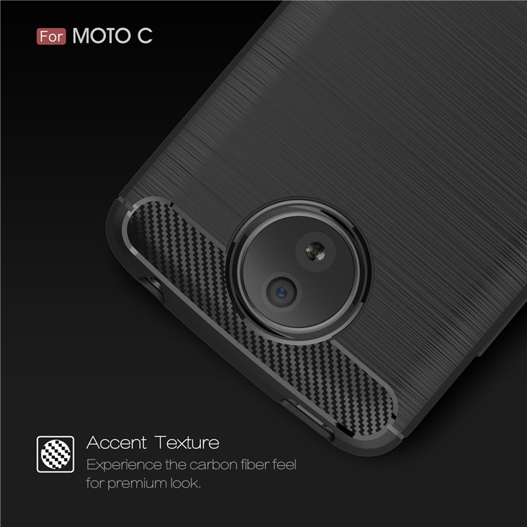 Carbon Fibre Brushed TPU Case for Motorola Moto C - Black-4