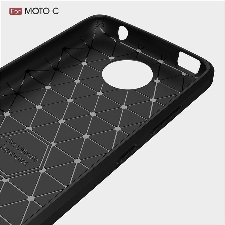 Carbon Fibre Brushed TPU Case for Motorola Moto C - Black-5
