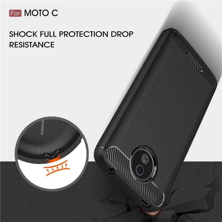 Carbon Fibre Brushed TPU Case for Motorola Moto C - Black-6