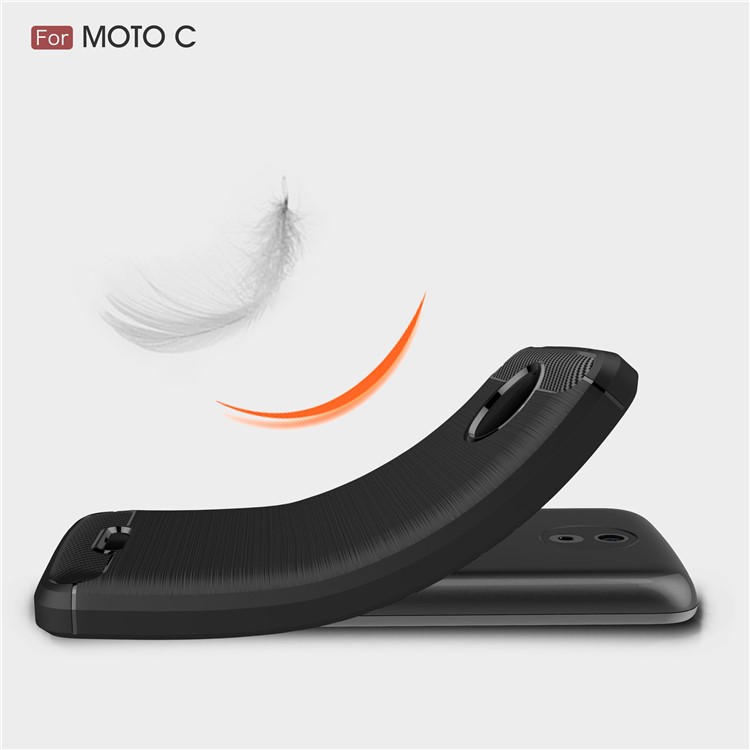 Carbon Fibre Brushed TPU Case for Motorola Moto C - Black-7