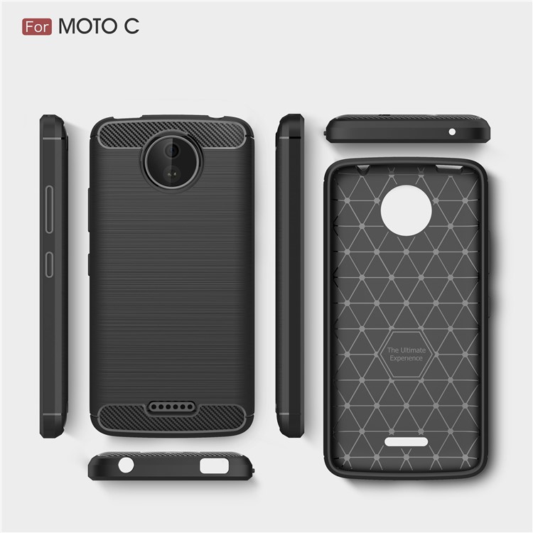 Carbon Fibre Brushed TPU Case for Motorola Moto C - Black-9