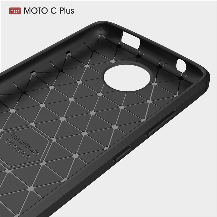 Carbon Fiber Texture Brushed Soft TPU Mobile Phone Casing for Motorola Moto C Plus - Black-5