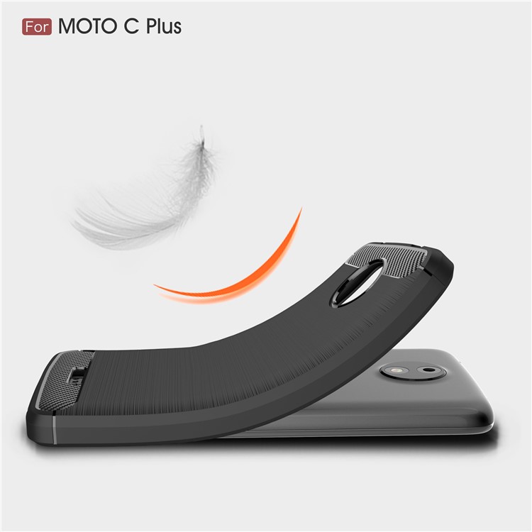 Carbon Fiber Texture Brushed Soft TPU Mobile Phone Casing for Motorola Moto C Plus - Black-7