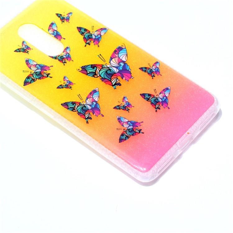 Patterned Inner Rhinestone TPU Case for Lenovo K6 Note - Colorful Butterflies-4