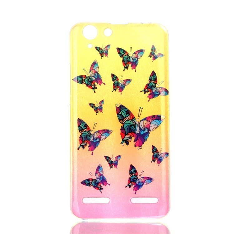 Pattern Printing Inner Rhinestone TPU Case for Lenovo Vibe K5 / Vibe K5 Plus - Colorful Butterflies-2