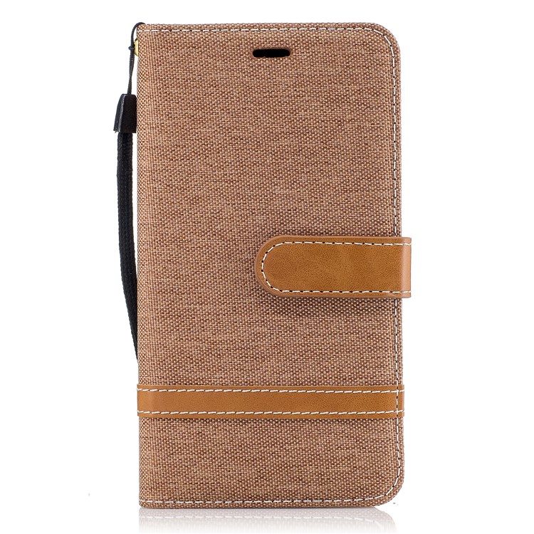 Two-tone Jean Cloth PU Leather Wallet Flip Stand Case Cover for Motorola Moto G5 - Khaki-2
