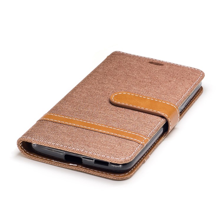 Two-tone Jean Cloth PU Leather Wallet Flip Stand Case Cover for Motorola Moto G5 - Khaki-6
