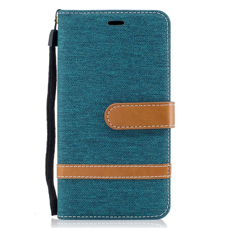 Contrast Color Jean Cloth Leather Protection Cell Phone Cover for Motorola Moto G5 - Cyan-2