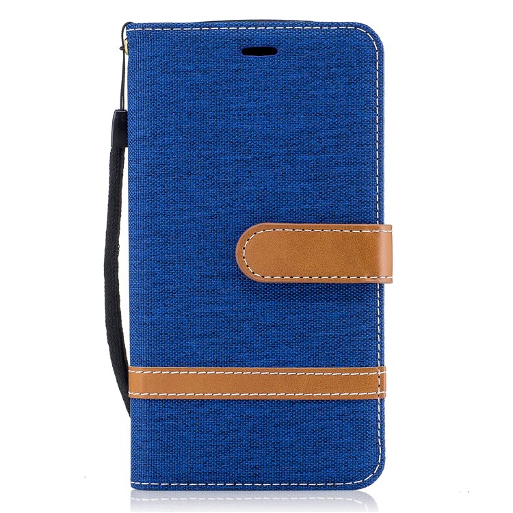 Two-tone Jean Cloth Leather Foldable Wallet Case for Motorola Moto G5 - Baby Blue-2