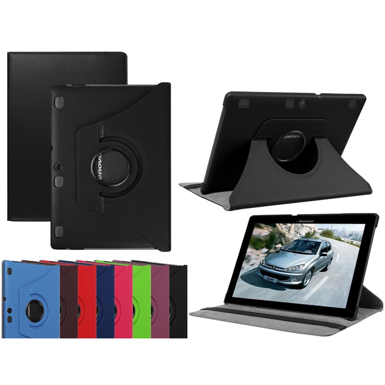Litchi Texture Rotary Stand Leather Case for Lenovo Tab 3 10 Plus Tablet - Black-1
