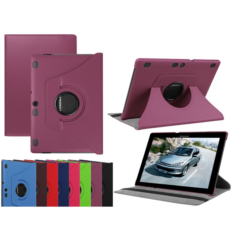 Litchi Texture Rotary Stand Leather Flip Case for Lenovo Tab 3 10 Plus Tablet - Purple-1