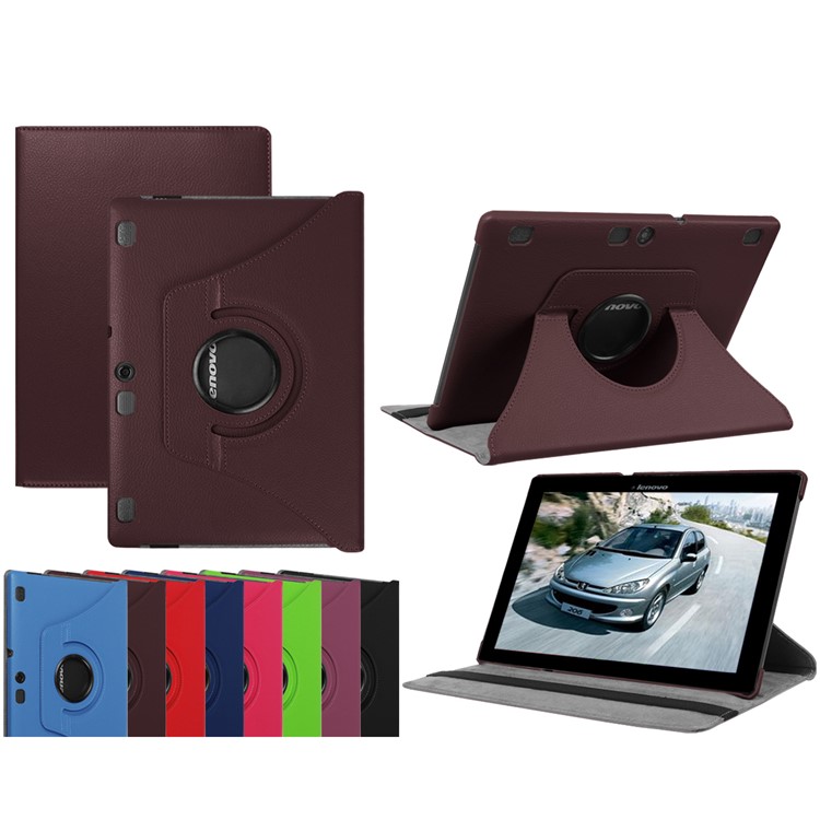 Litchi Texture Rotating Stand Leather Tablet Shell for Lenovo Tab 3 10 Plus Tablet - Brown-1