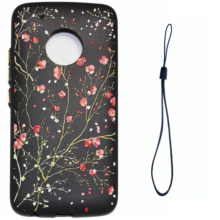 Pattern Printing Embossed Glossy TPU Shell with Electroplating Responsive Buttons for Motorola Moto G5 - Babysbreath-1