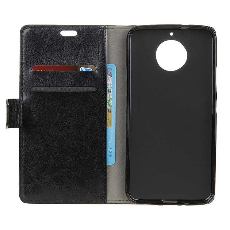 Crazy Horse Wallet Leather Magnetic Phone Shell for Motorola G5S Plus - Black-3
