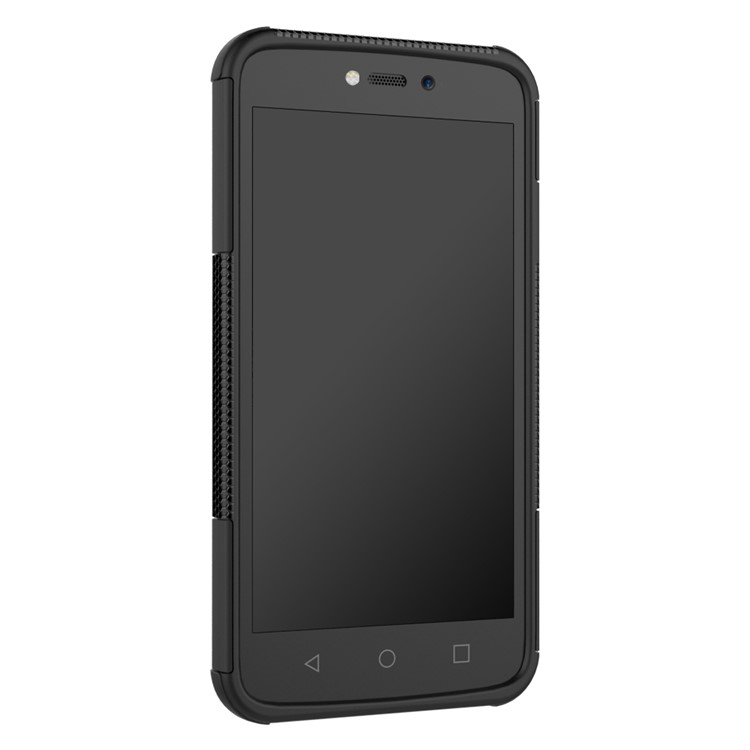 For Motorola Moto C Plus 2-in-1 Tyre Pattern Kickstand Combo Casing (PC + TPU) - Black-3