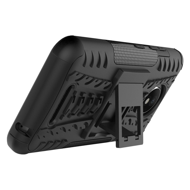 For Motorola Moto C Plus 2-in-1 Tyre Pattern Kickstand Combo Casing (PC + TPU) - Black-6