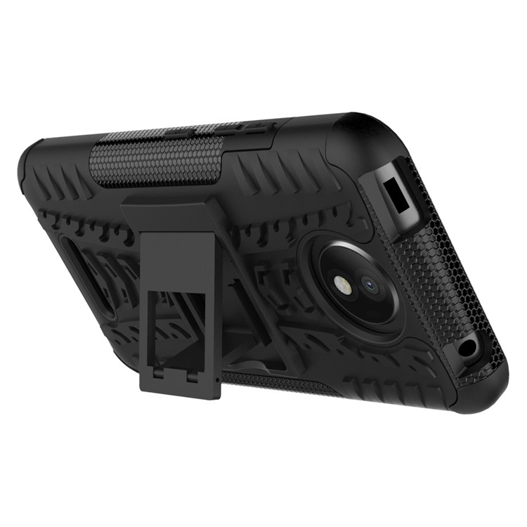 For Motorola Moto C Plus 2-in-1 Tyre Pattern Kickstand Combo Casing (PC + TPU) - Black-7