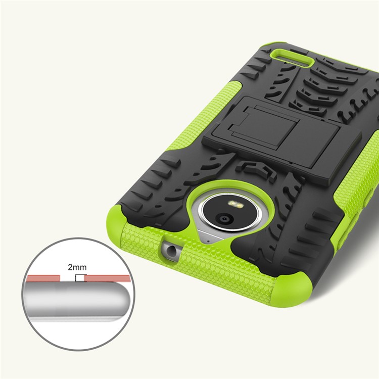 Tyre Pattern Kickstand PC + TPU 2-in-1 Hybrid Case for Motorola Moto E4 (EU Version) - Green-2