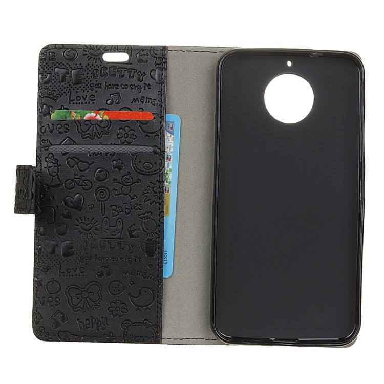 Cartoon Graffiti Wallet Leather Case for Motorola Moto G6 - Black-4