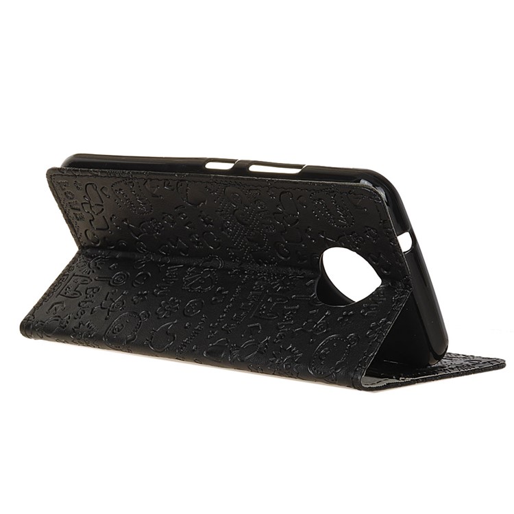 Cartoon Graffiti Wallet Leather Case for Motorola Moto G6 - Black-5