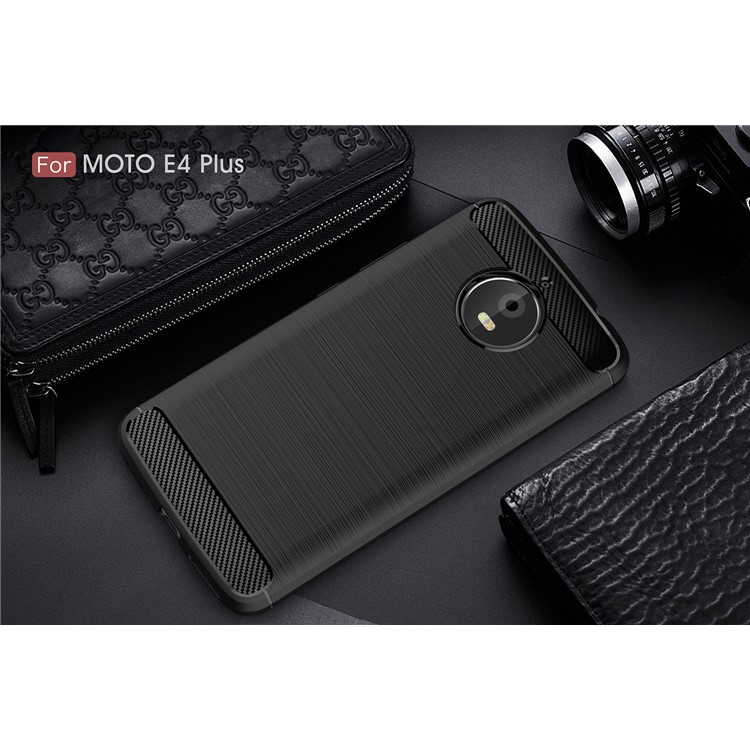 Anti-skid Carbon Fiber Texture Brushed TPU Protective Case for Motorola Moto E4 Plus EU Version - Black-10