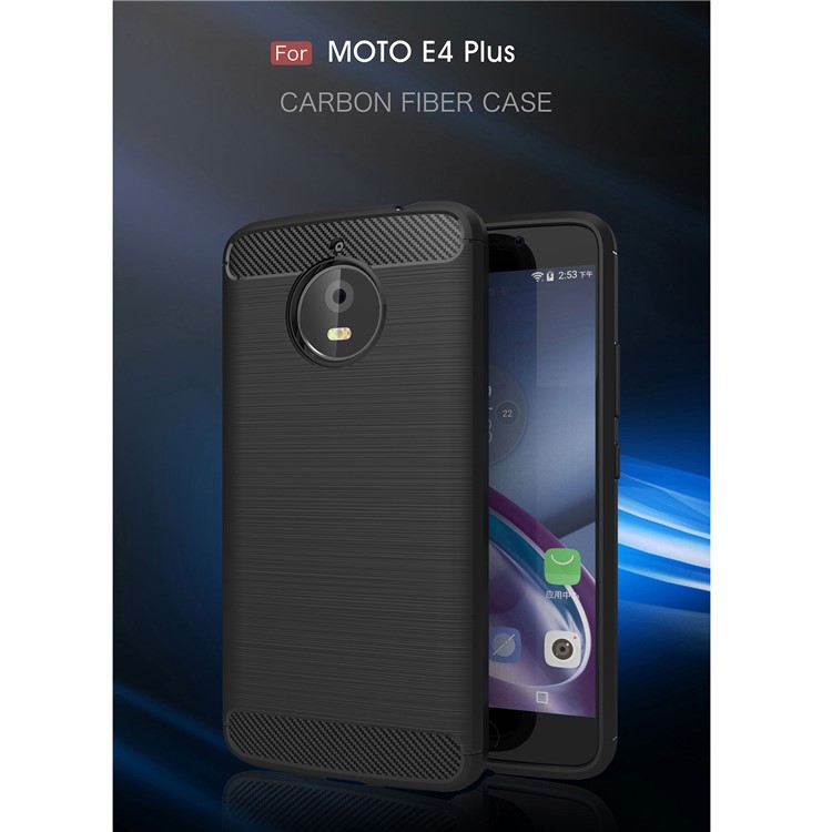 Anti-skid Carbon Fiber Texture Brushed TPU Protective Case for Motorola Moto E4 Plus EU Version - Black-2