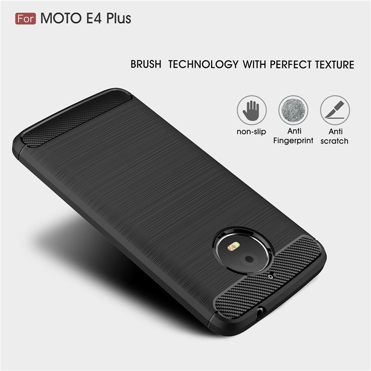Anti-skid Carbon Fiber Texture Brushed TPU Protective Case for Motorola Moto E4 Plus EU Version - Black-3