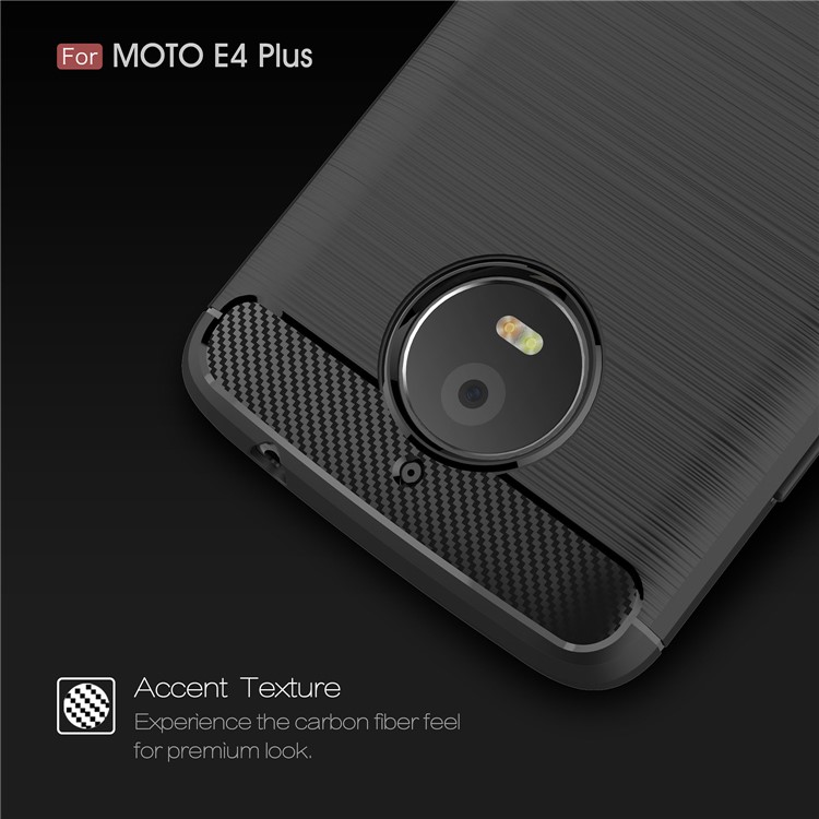 Anti-skid Carbon Fiber Texture Brushed TPU Protective Case for Motorola Moto E4 Plus EU Version - Black-4