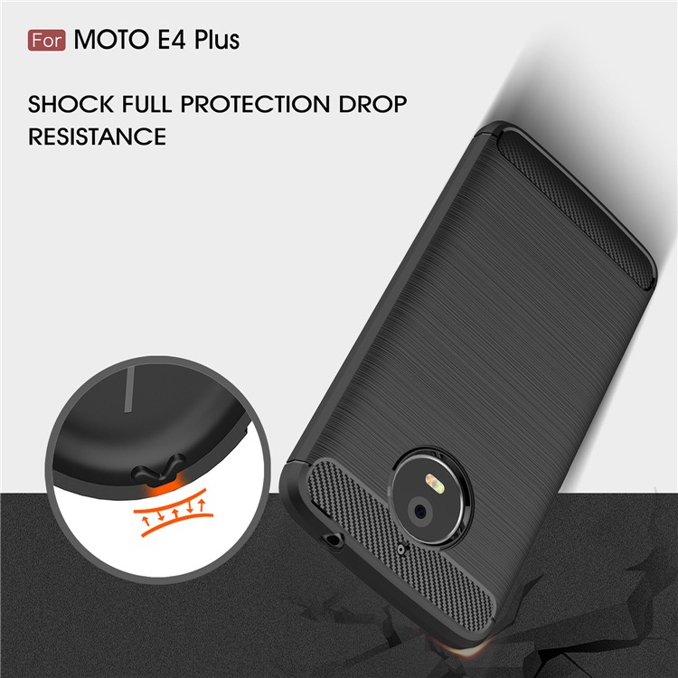 Anti-skid Carbon Fiber Texture Brushed TPU Protective Case for Motorola Moto E4 Plus EU Version - Black-6