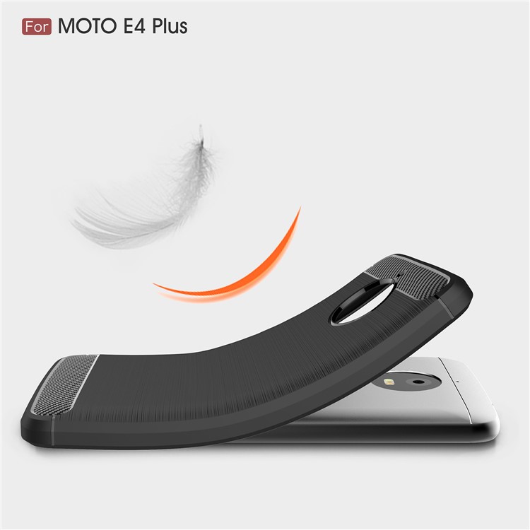Anti-skid Carbon Fiber Texture Brushed TPU Protective Case for Motorola Moto E4 Plus EU Version - Black-7
